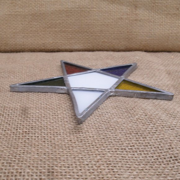 Vintage Eastern Star Symbol Stained Glass Suncatcher - Picture 5 of 10
